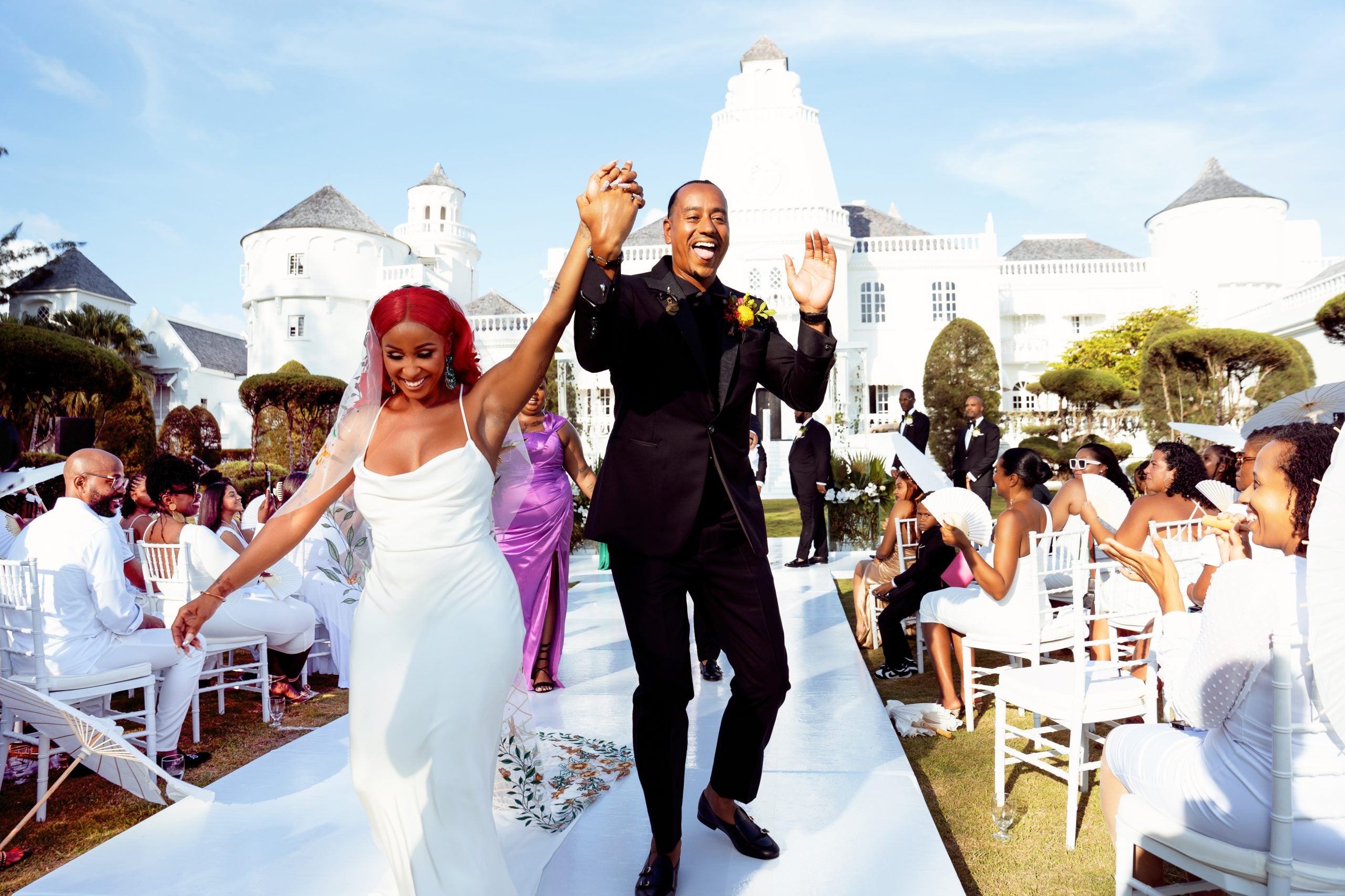 Bridal Bliss: After Proposing With Three Rings, Mario Married Chanell At A Castle In Jamaica